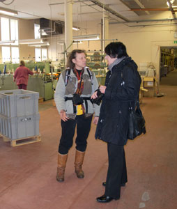 Becky touring the Holma Hälsinglands factory