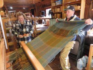 Dave's blanket emerges from the loom