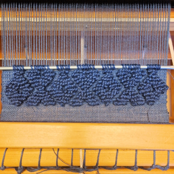 weft loops in blue